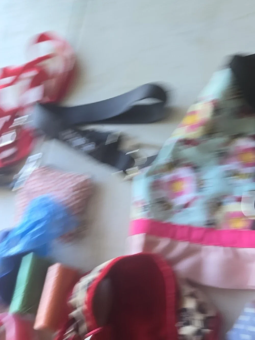 Glamour Pink, Red, Blue and Black Dog Harness & Leash Lot